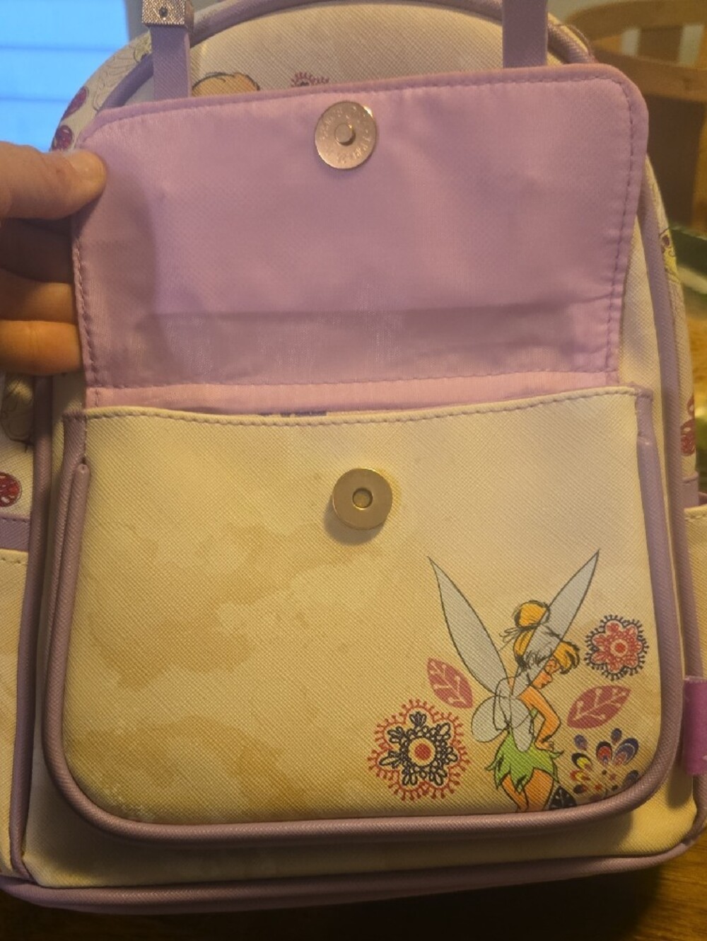 Disney Peter Pan Tinker Bell Kids Backpack - Purple & Cream - Picture 6 of 13